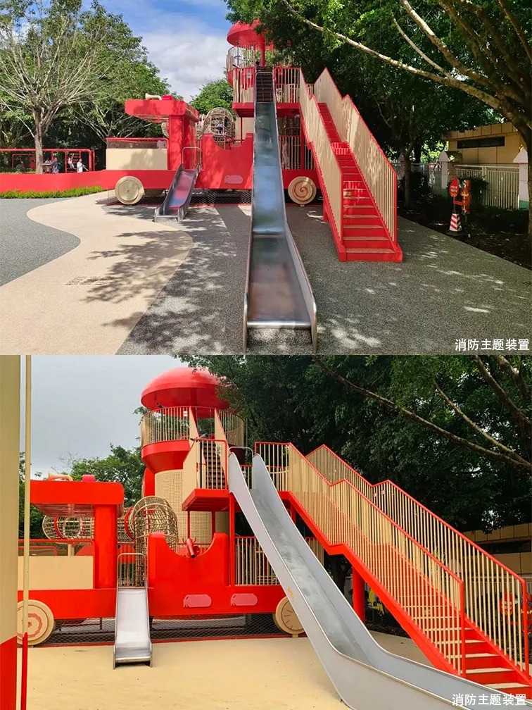 广州璟色雕塑 - 小小消防员消防主题乐园非标游乐滑梯定制案例(图2)