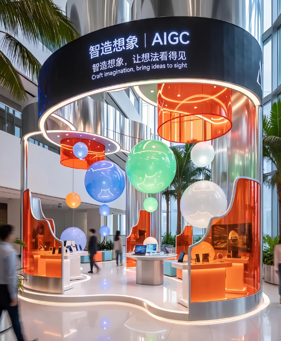 不锈钢圆柱彩色气球艺术特装展台(图4) 不锈钢圆柱彩色气球艺术特装展台(图4)