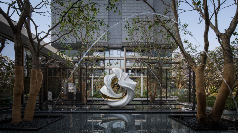 玉璧生花・豪宅高定水景雕塑(图3)